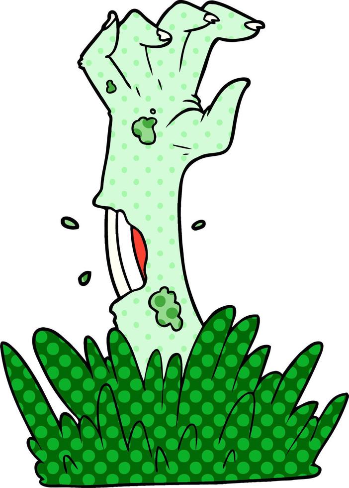 cartoon zombie rising from grave vector