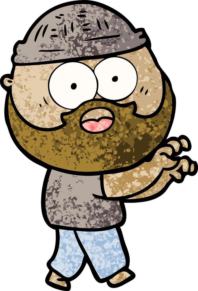 cartoon bearded man grasping vector