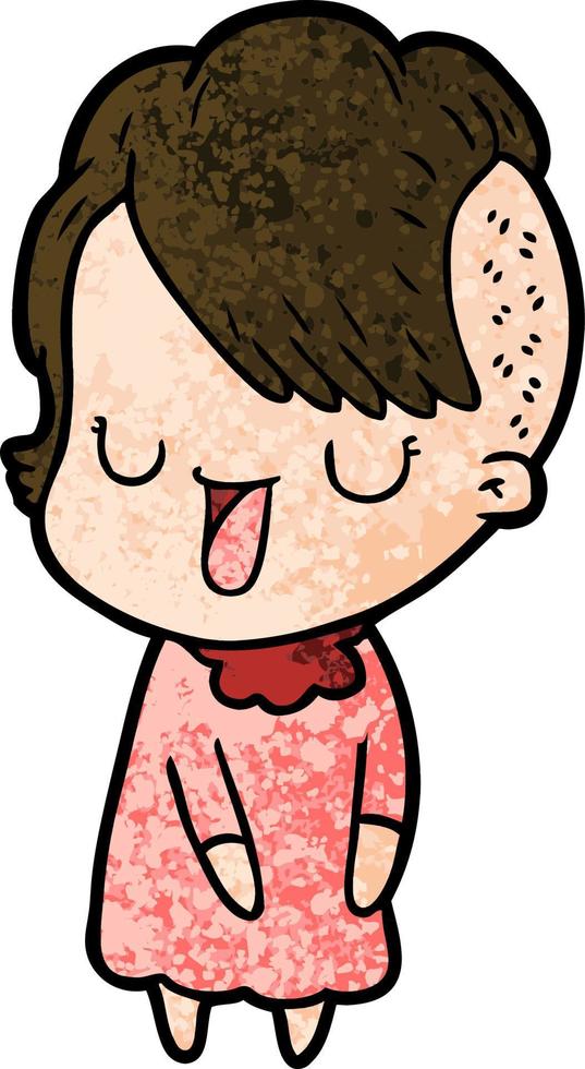 cute cartoon girl with hipster haircut vector