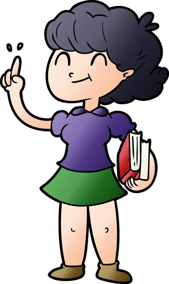 cartoon girl with books vector