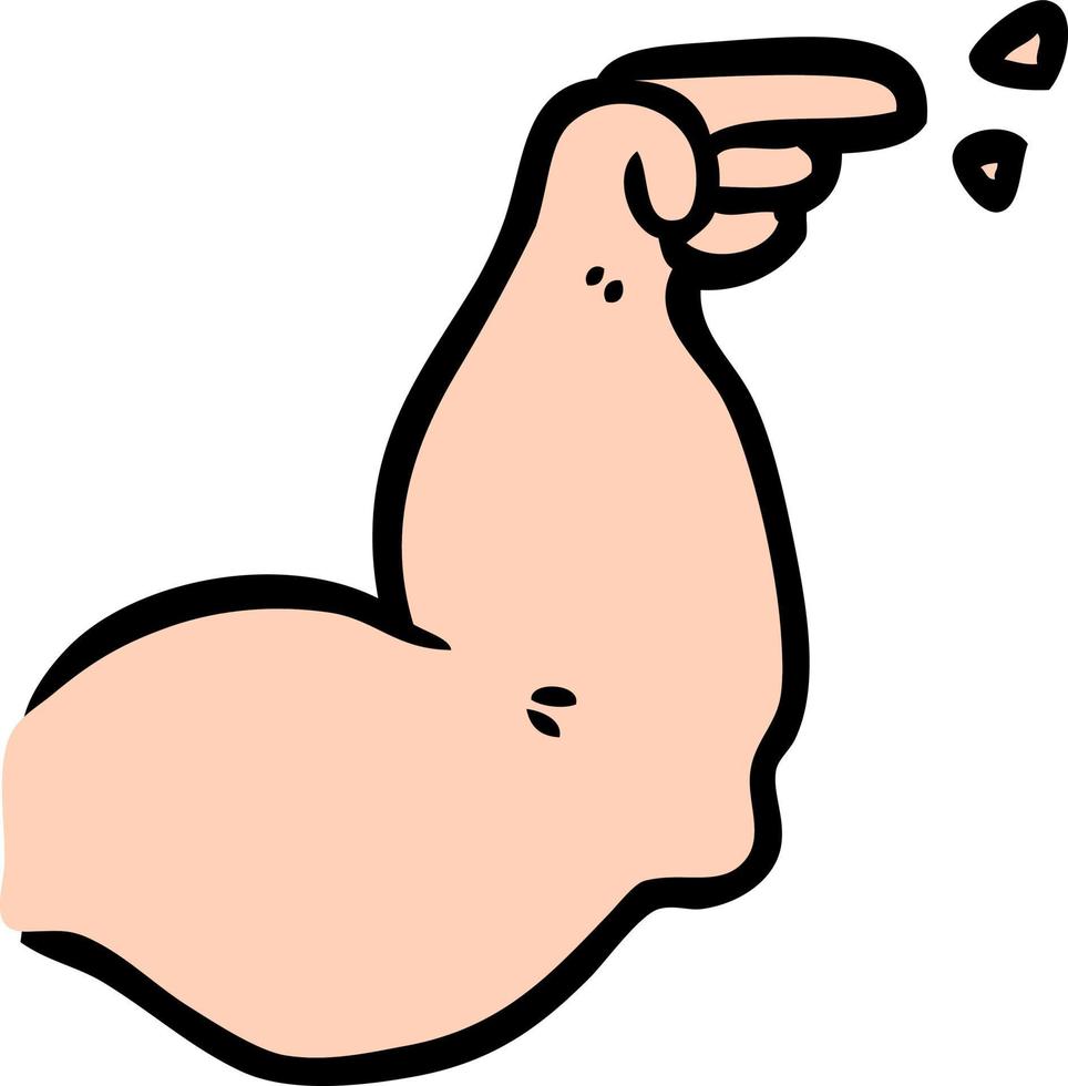 cartoon muscular arm pointing vector