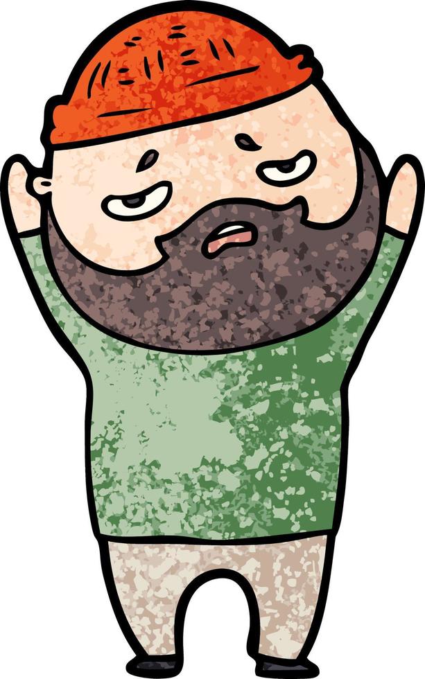 cartoon worried man with beard vector