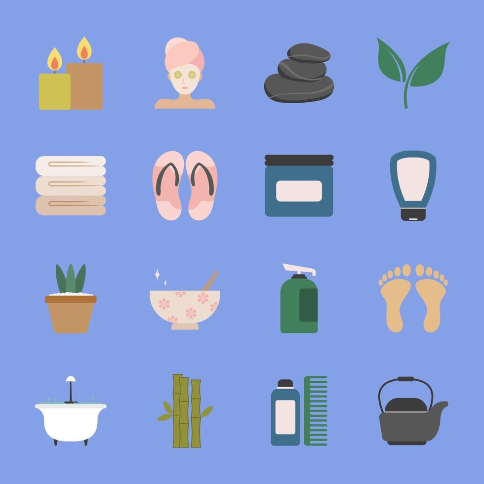 Colorful Flat Spa Icon Set vector