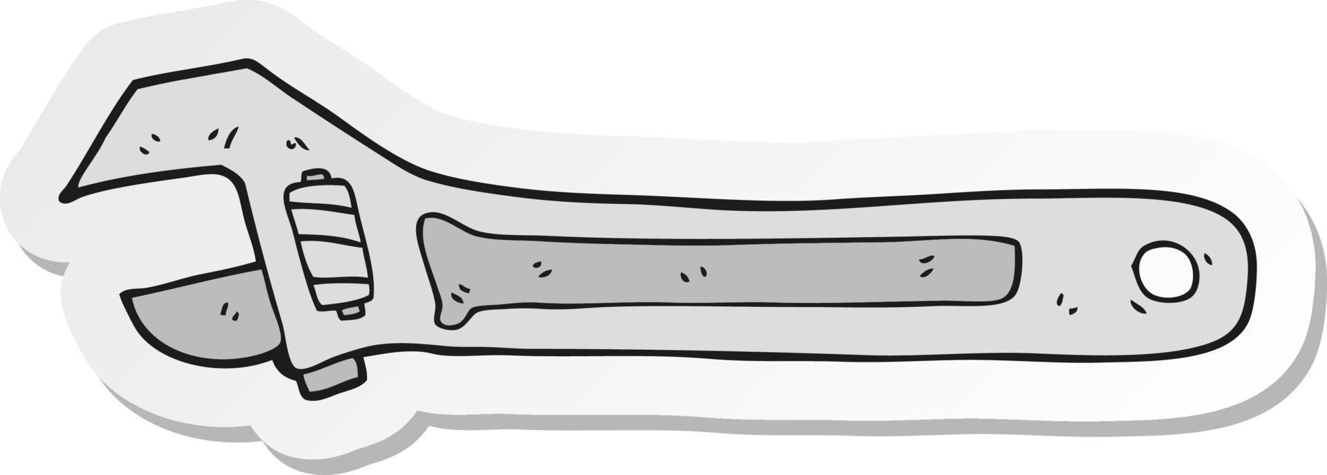 sticker of a cartoon spanner vector