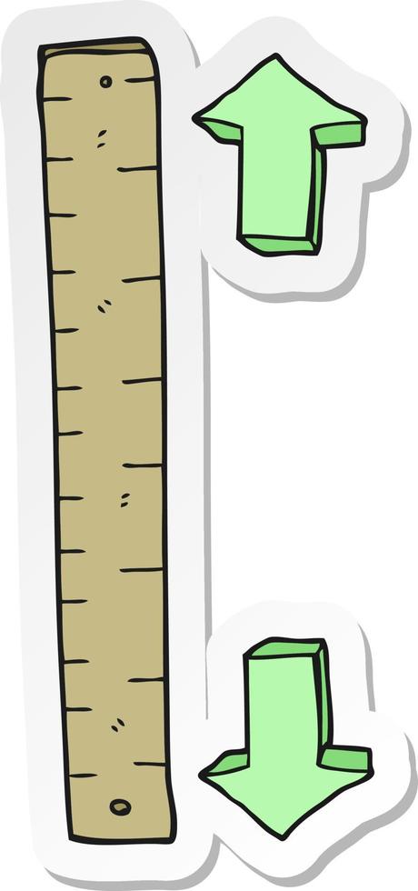 sticker of a cartoon wooden ruler vector