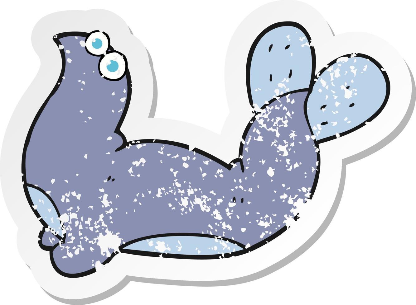 retro distressed sticker of a cartoon seal vector