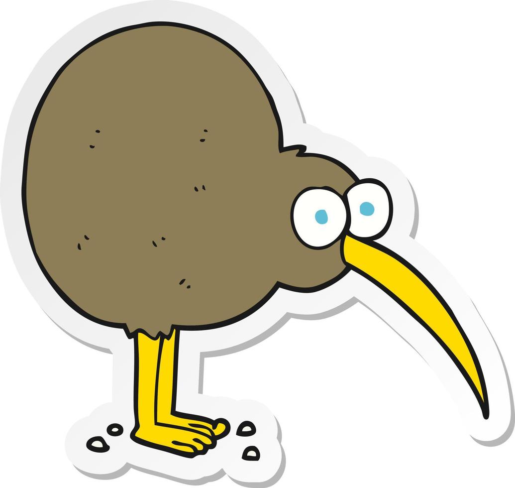 sticker of a cartoon kiwi vector