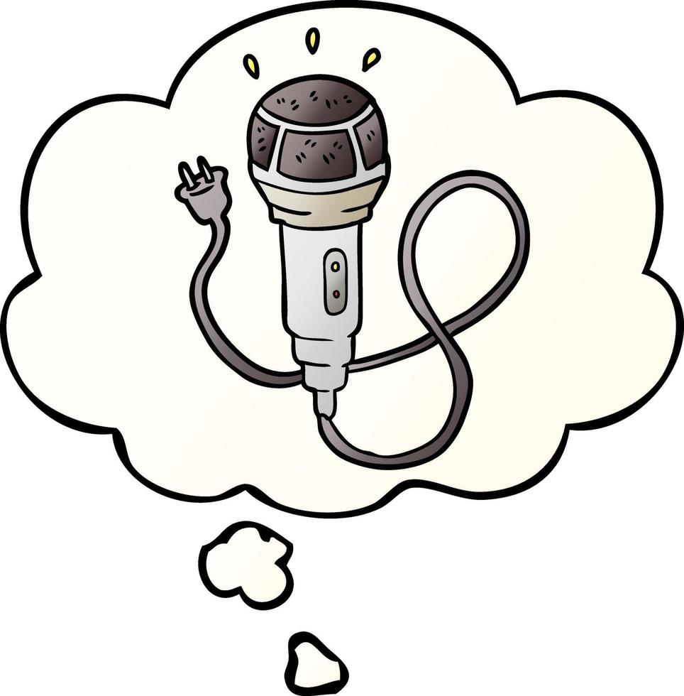 cartoon microphone and thought bubble in smooth gradient style vector