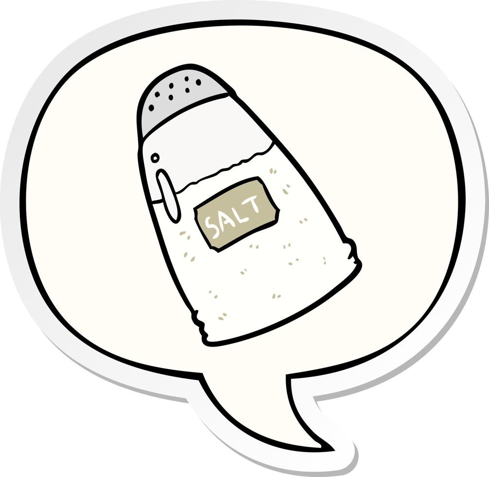 cartoon salt shaker and speech bubble sticker vector