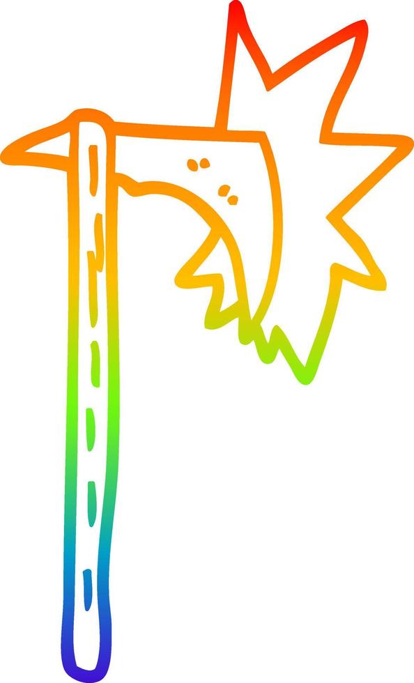 rainbow gradient line drawing cartoon sharp axe vector