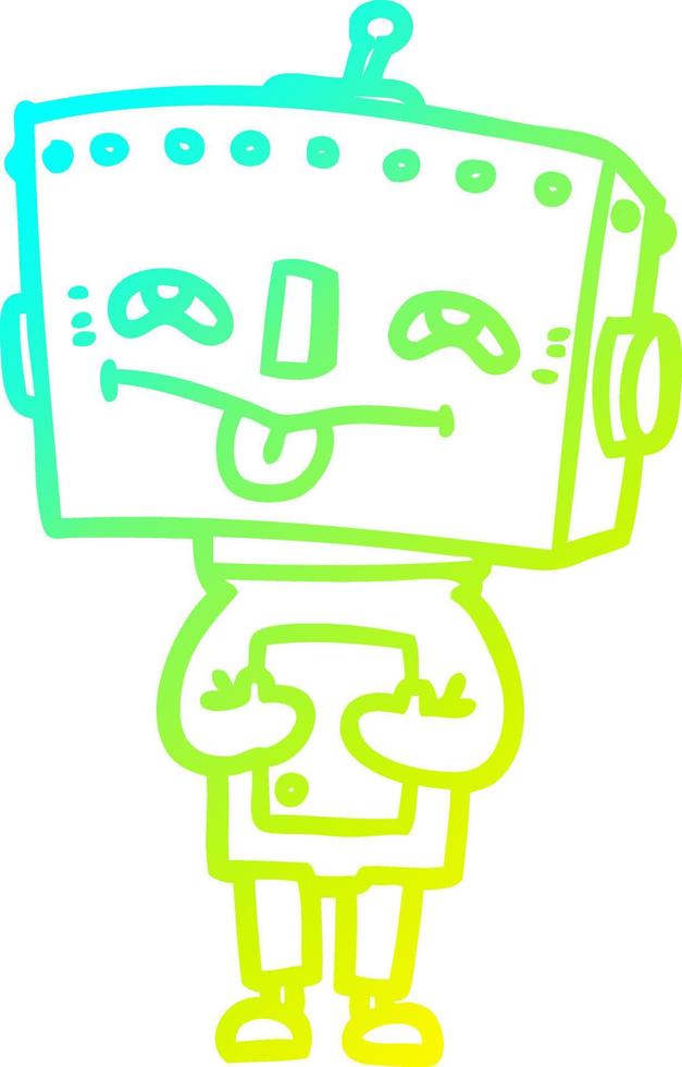 cold gradient line drawing cartoon robot vector
