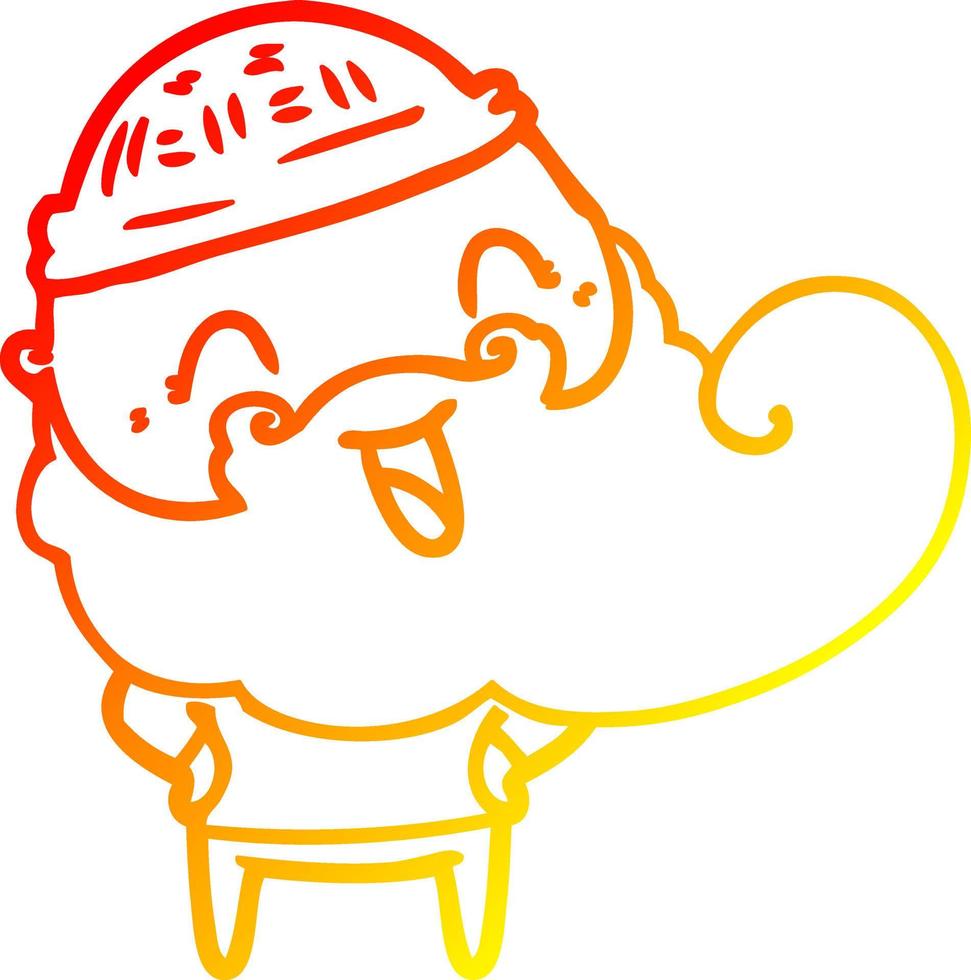 warm gradient line drawing happy bearded man vector