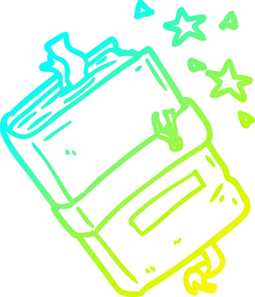 cold gradient line drawing witch s book of spells vector
