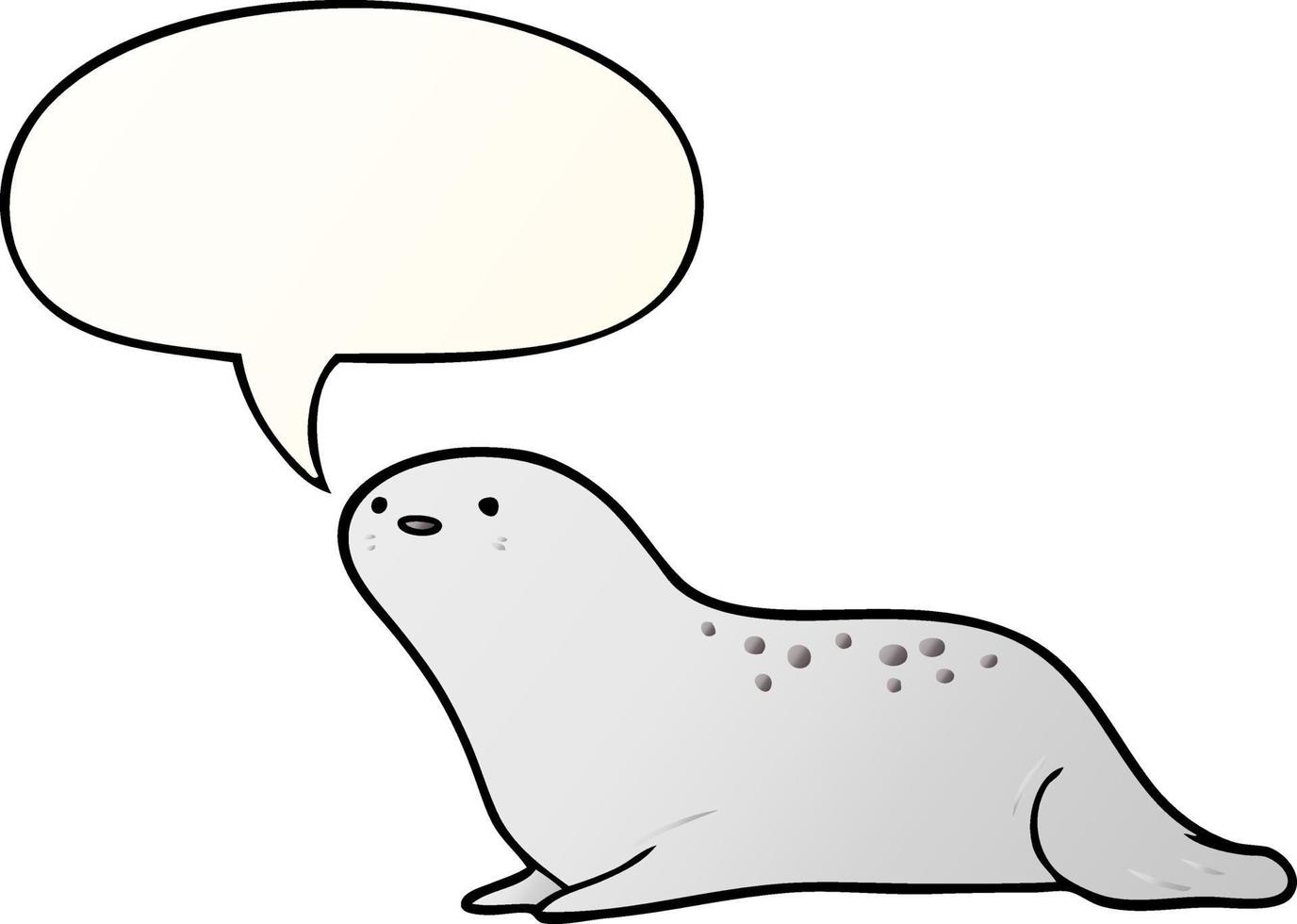 cute cartoon seal and speech bubble in smooth gradient style vector