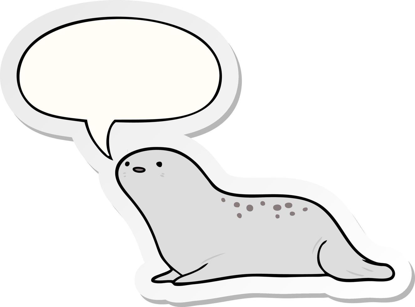 cute cartoon seal and speech bubble sticker vector