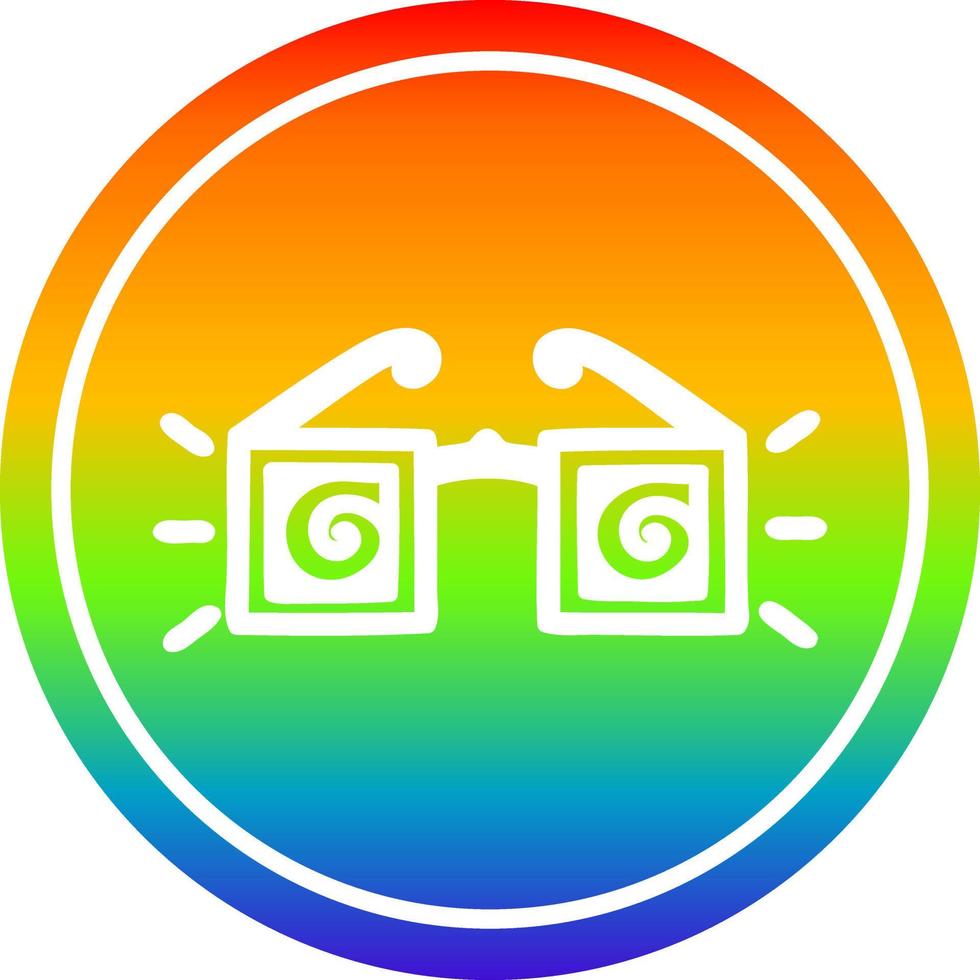 x ray specs circular in rainbow spectrum vector