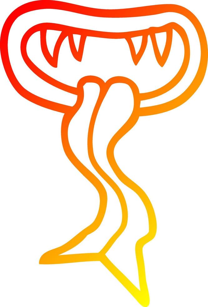 warm gradient line drawing cartoon monster mouth vector