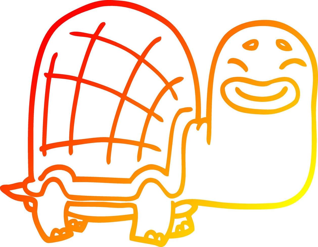 línea de gradiente cálido dibujo tortuga feliz de dibujos animados vector