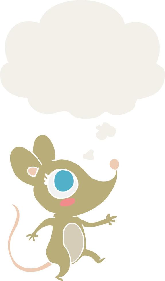 cartoon mouse and thought bubble in retro style vector