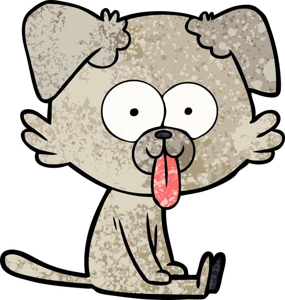cartoon sitting dog with tongue sticking out vector