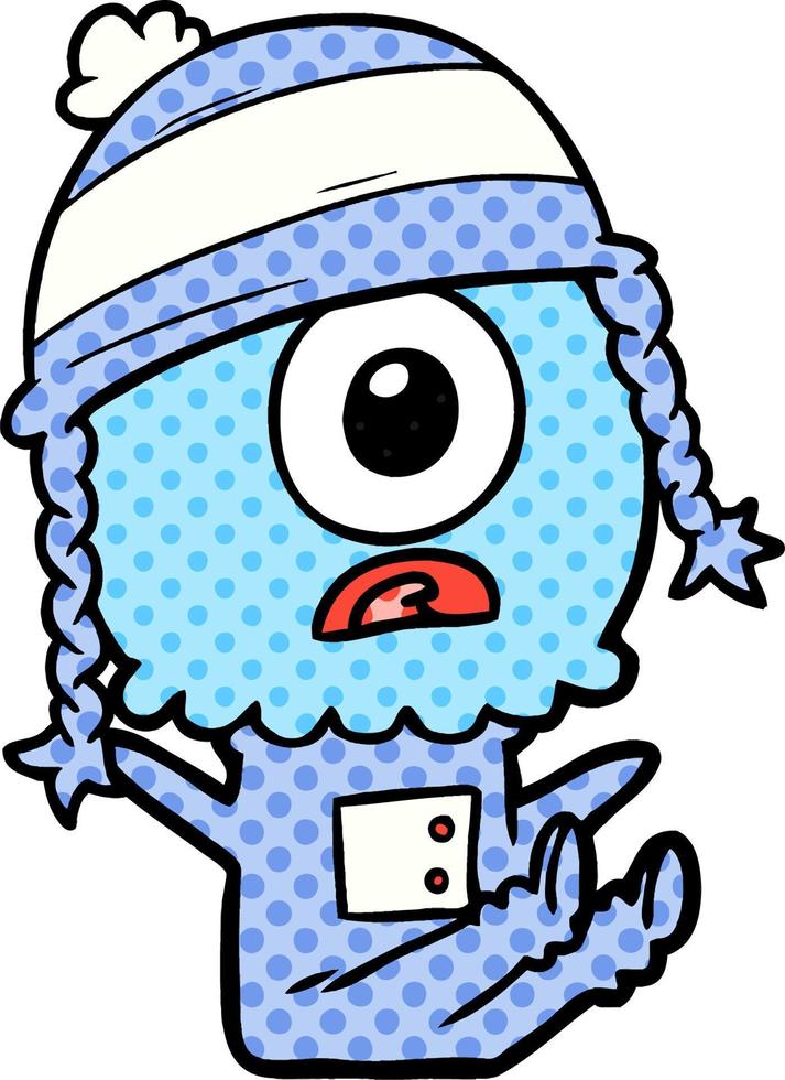 cartoon cyclops alien spaceman vector
