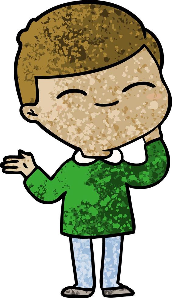 cartoon shy smiling boy vector