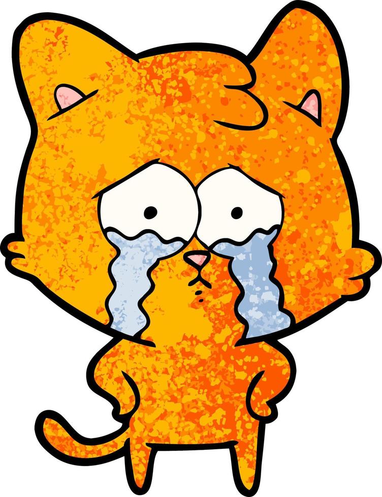 cartoon crying cat vector