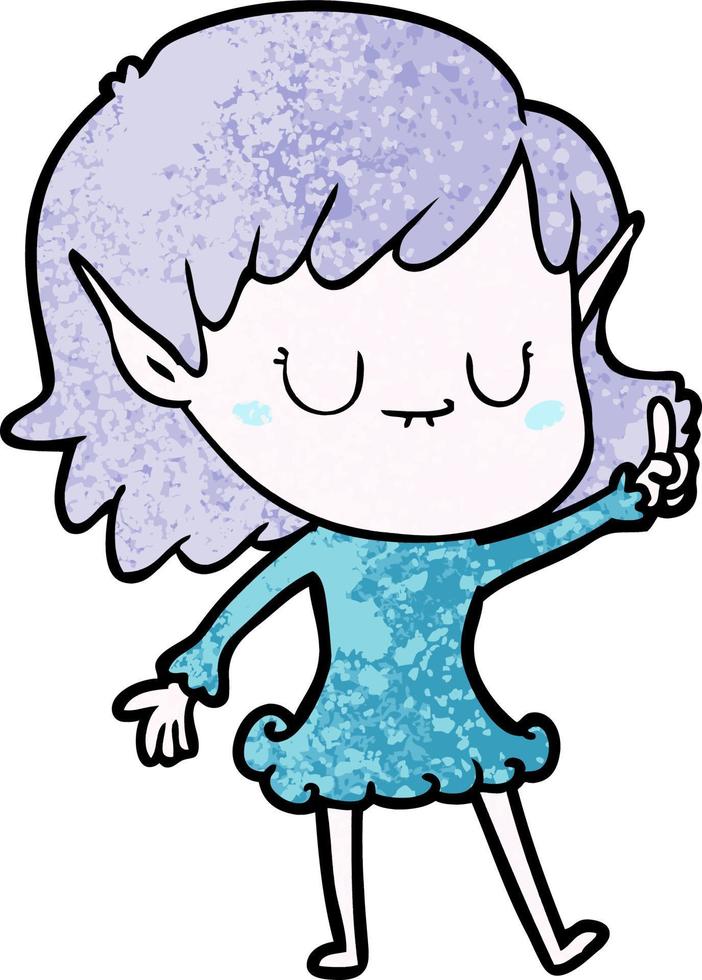 happy cartoon elf girl vector
