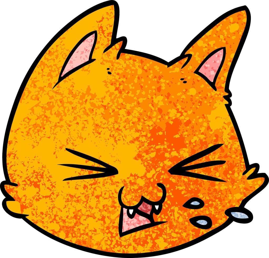 spitting cartoon cat face vector