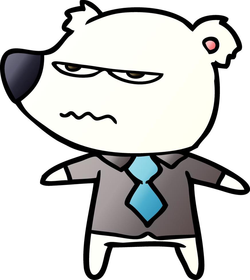 oso polar en dibujos animados de camisa y corbata vector