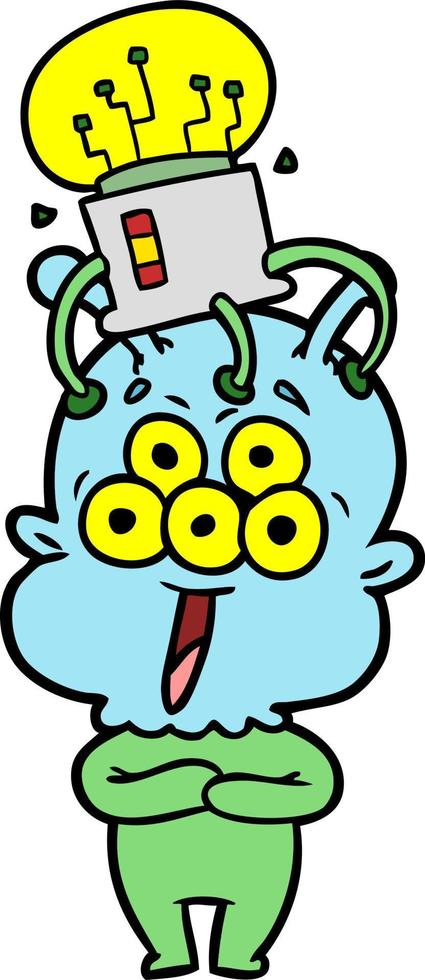 happy cartoon alien vector