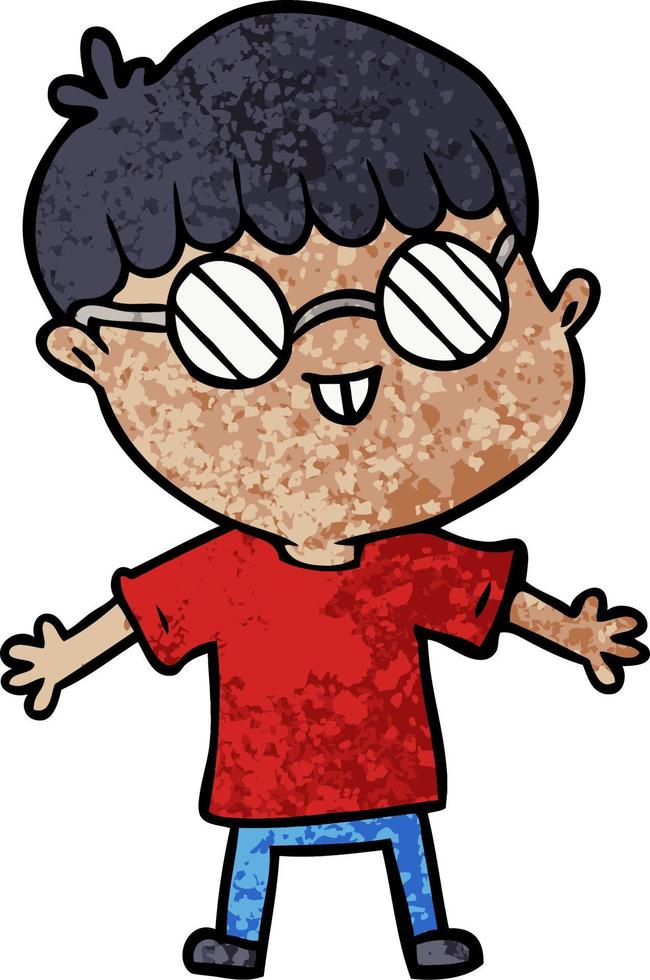 cartoon boy wearing spectacles vector