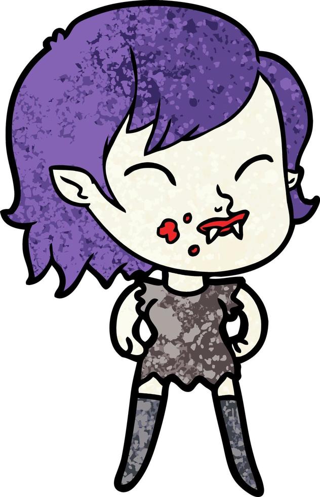 cartoon vampire girl with blood on cheek vector