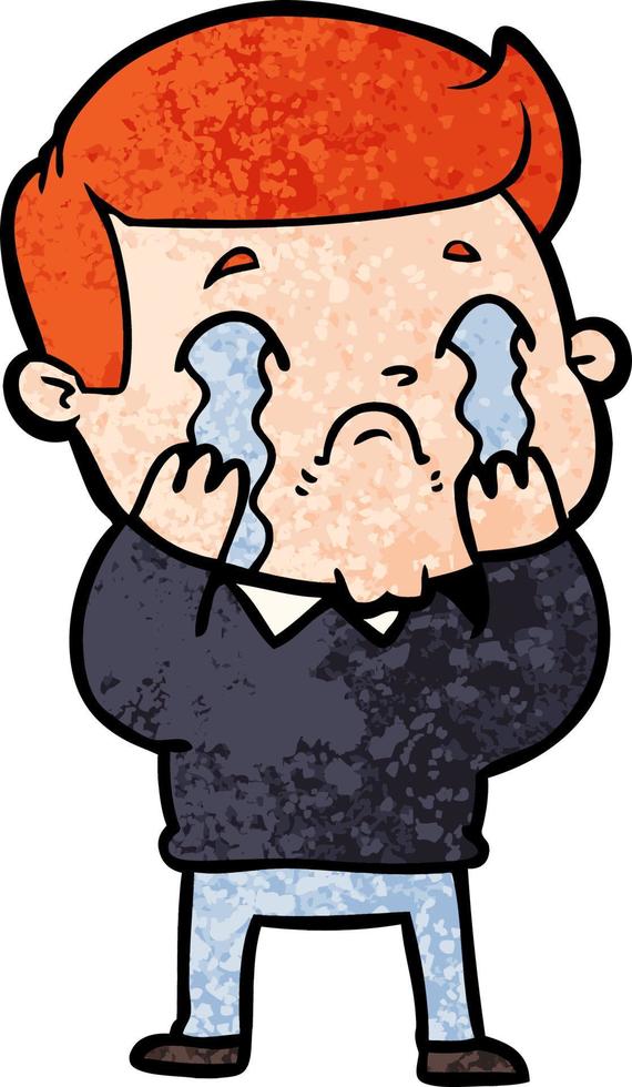 cartoon man crying vector