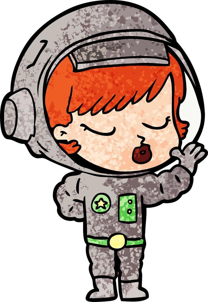 cartoon pretty astronaut girl vector