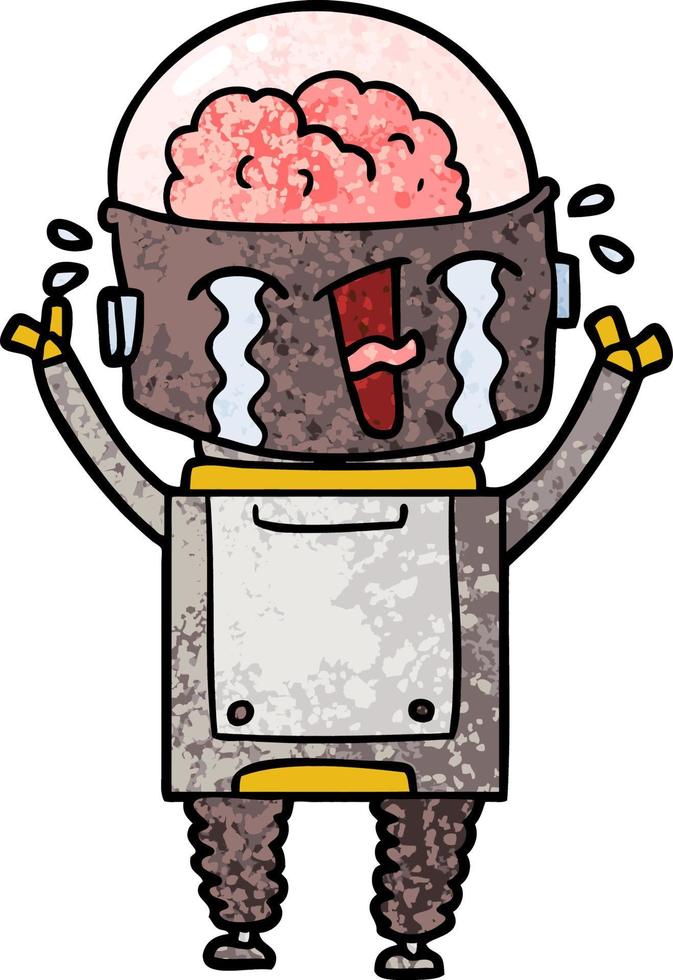 cartoon crying robot vector