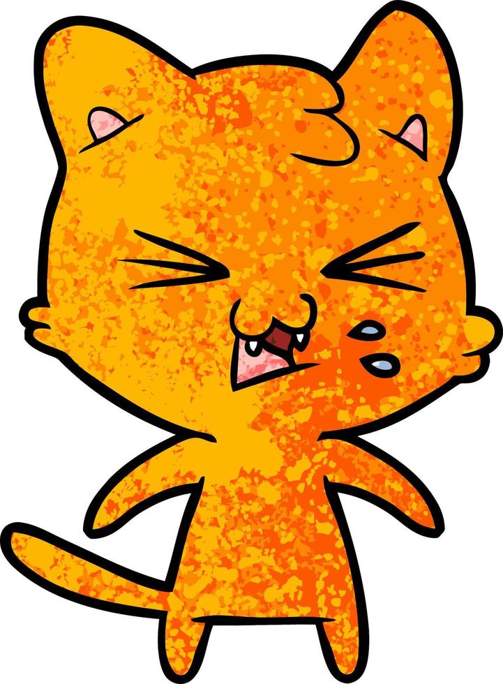 cartoon cat hissing vector