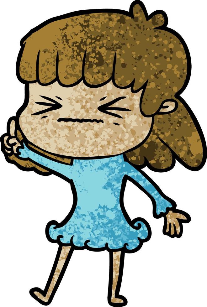 cartoon angry girl vector
