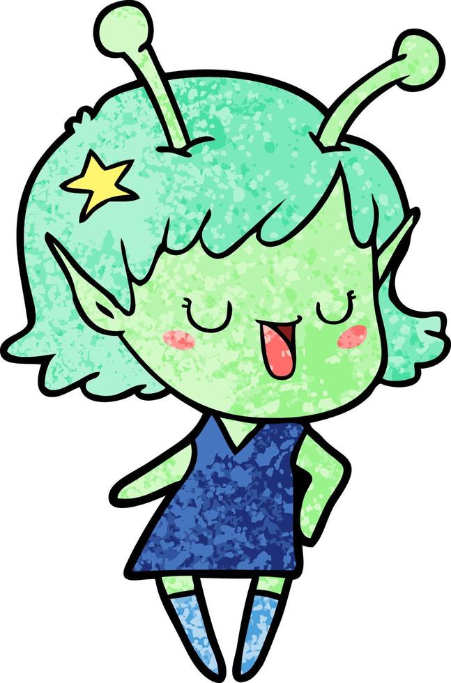 happy alien girl cartoon laughing vector