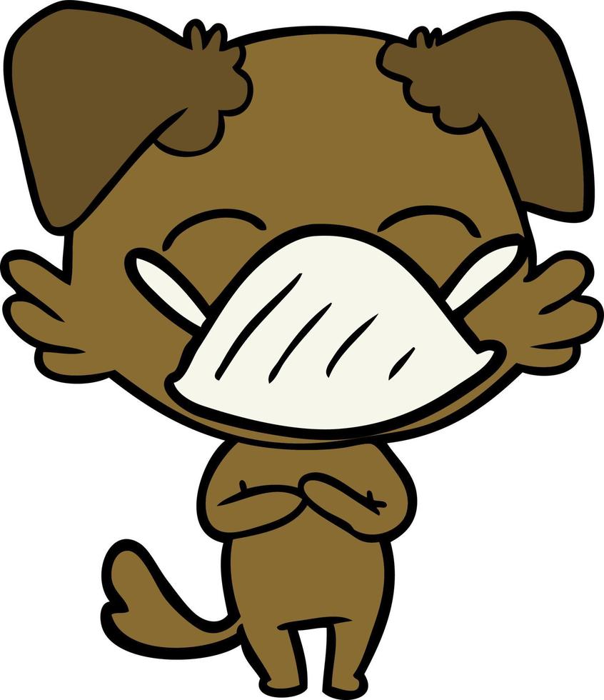 cartoon dog with medical mask vector