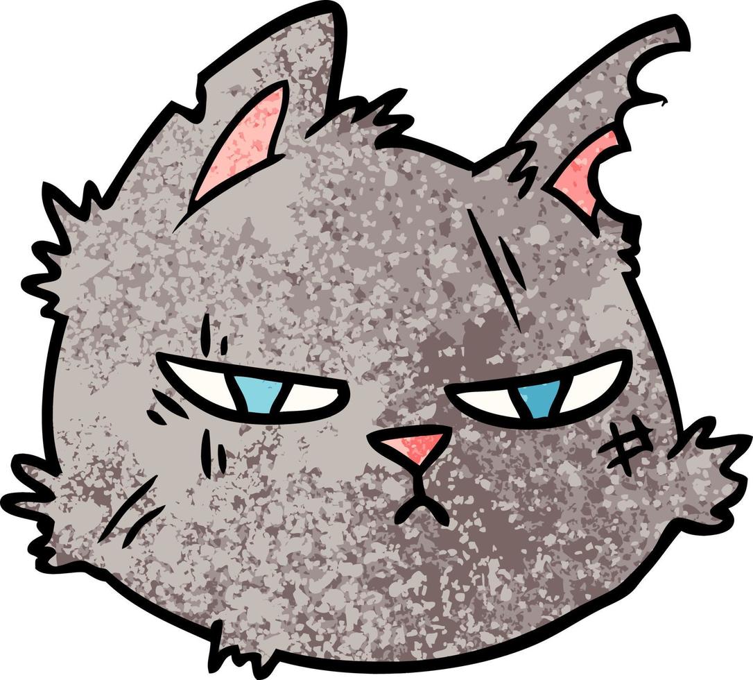 cartoon tough cat face vector