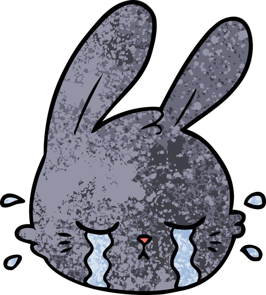 cartoon rabbit face crying vector