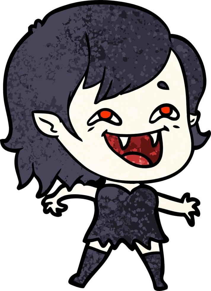 caricatura, reír, vampiro, niña vector