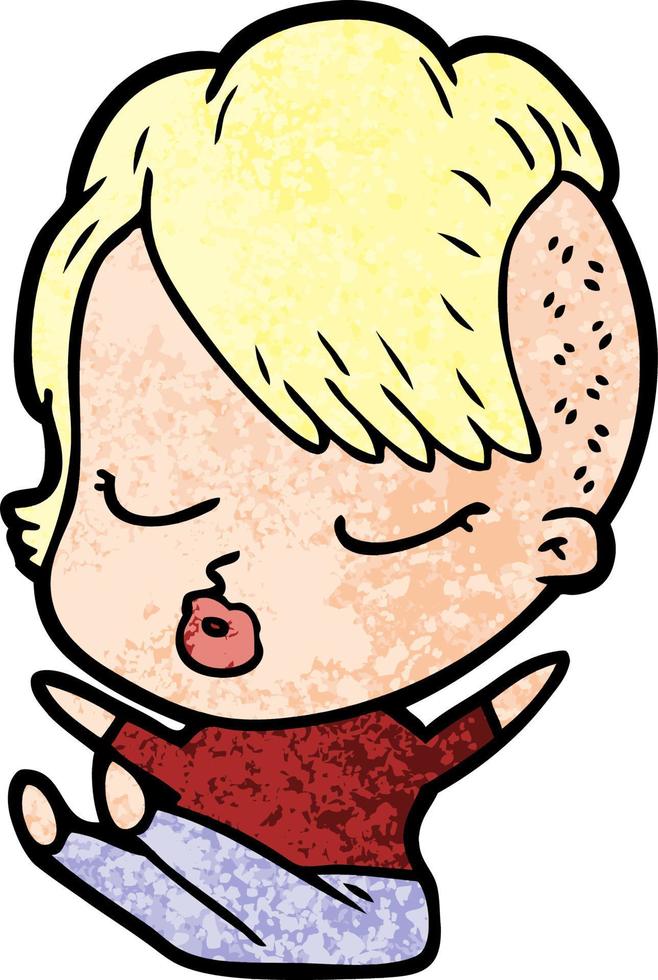 cartoon pretty hipster girl vector