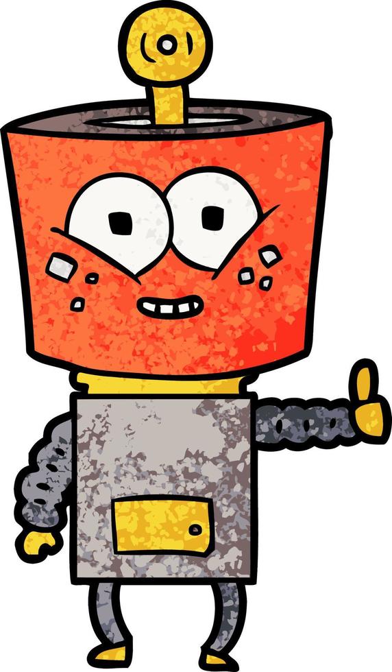 happy cartoon robot giving thumbs up vector