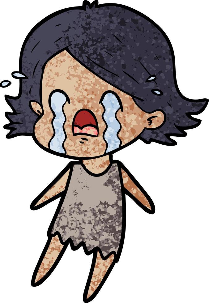 cartoon woman crying vector