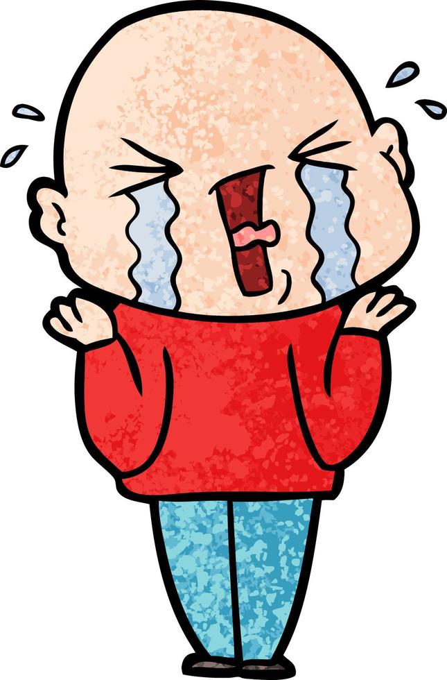 cartoon crying bald man vector