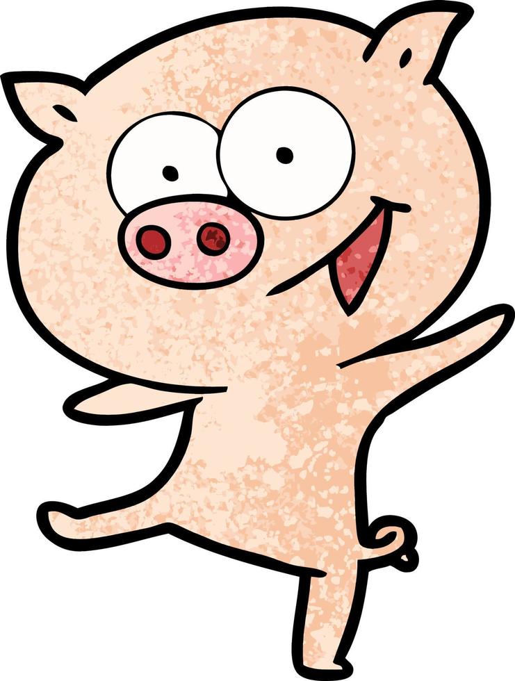 cheerful dancing pig cartoon vector