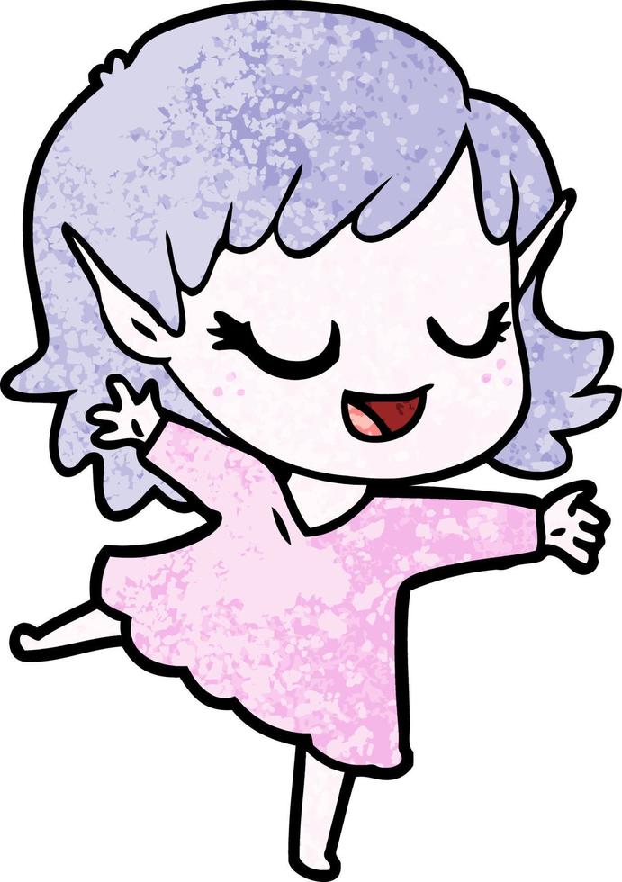 niña elfa feliz de dibujos animados vector