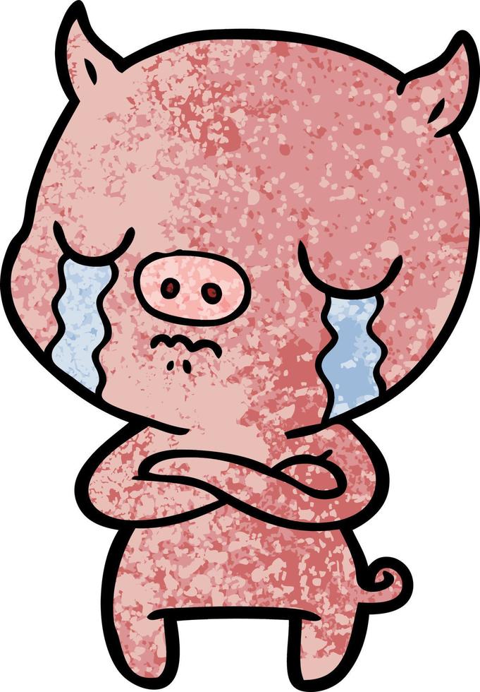 cartoon pig crying vector